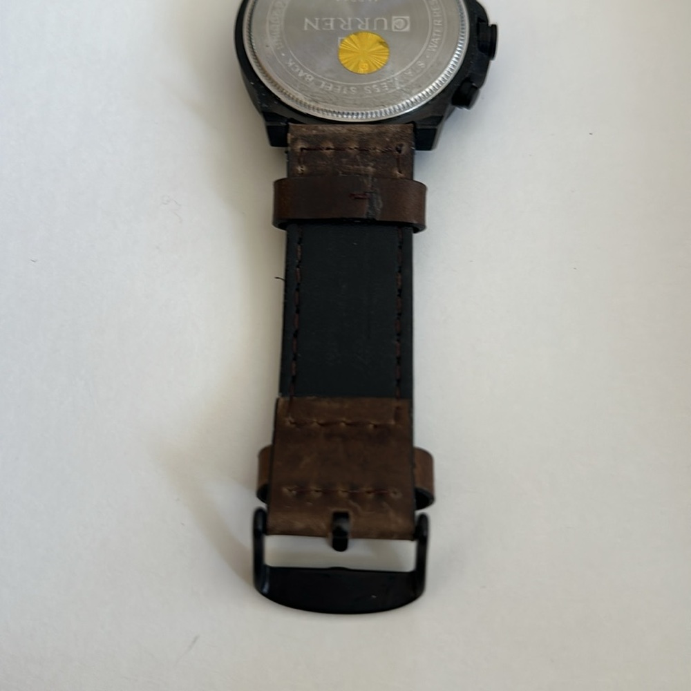Curren Black and Brown Chronograph Wristwatch Calendar Hour Minute Watch - Picture 9 of 11
